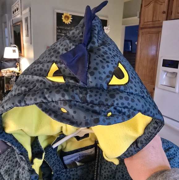 Bright Blue Puffer Jacket with Yellow Accents - Picture 3 of 9